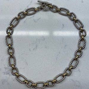 David Yurman Cushion Link Necklace 18k and Sterling Silver